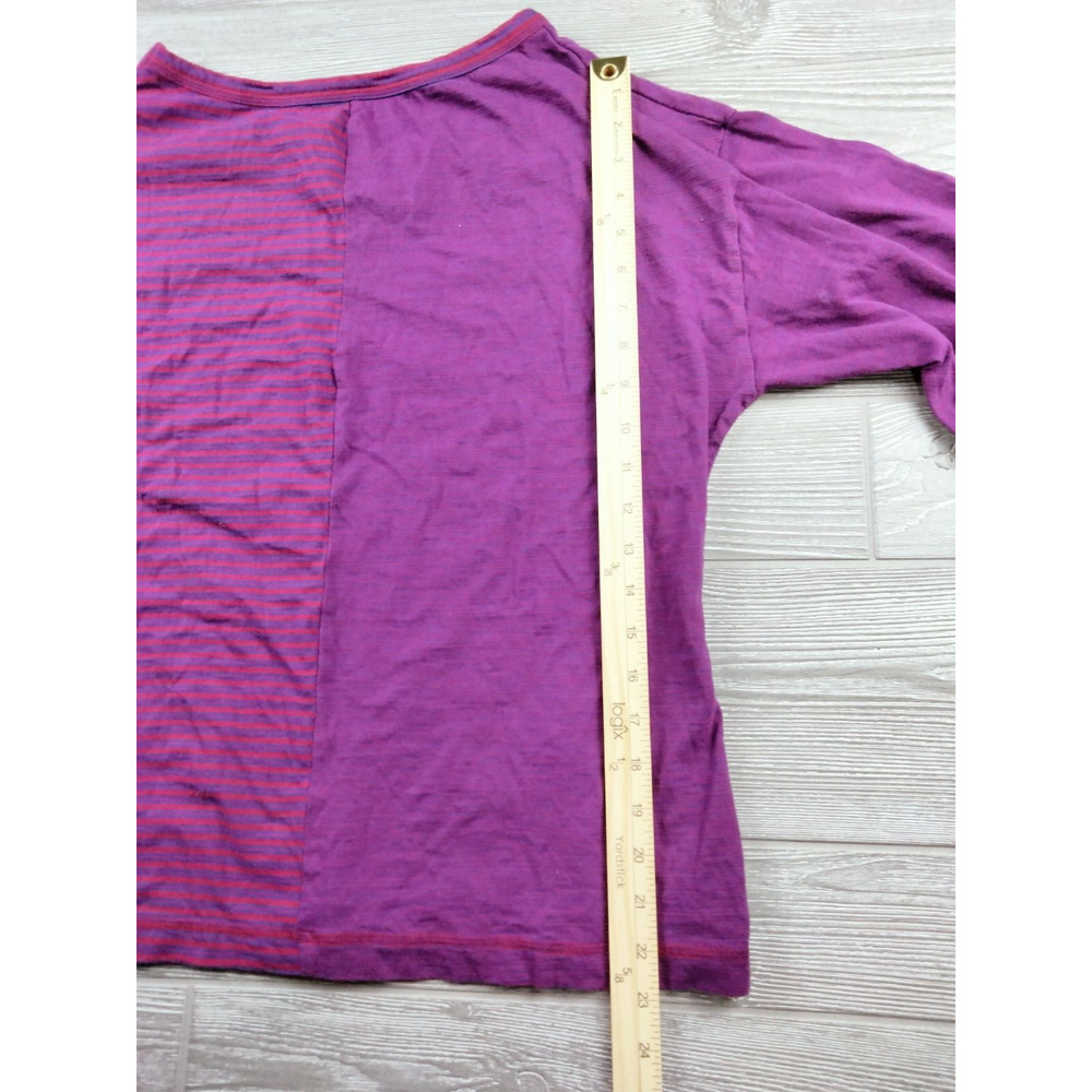 Soft Surroundings Womens Top M T-Shirt Knit Stripe Scoopneck Purple - Picture 5 of 6
